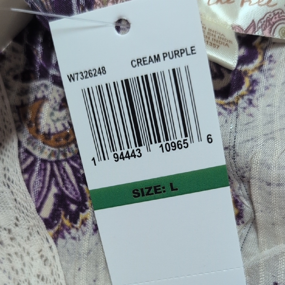 Band the Free Mirabelle Cream and Purple Cropped Blouse Size Large - Picture 11 of 11